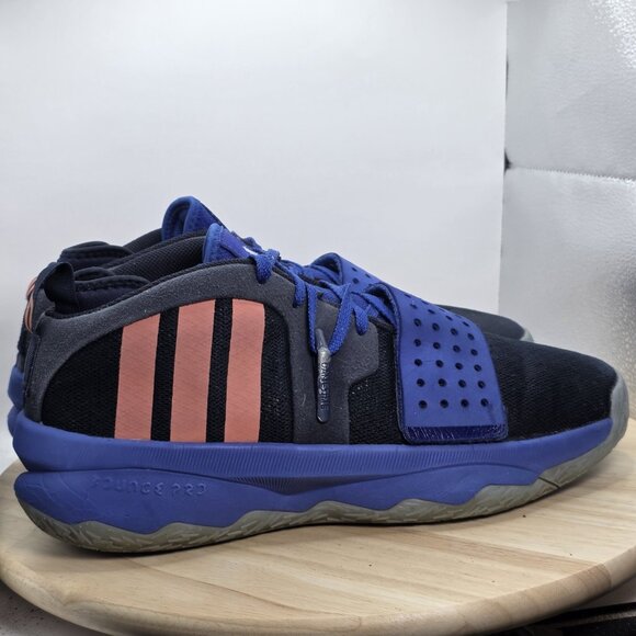 Mens Size 12 - Adidas Dame 8 EXTPLY Basketball Shoes Blue/Coral/Black Gym Court - Picture 3 of 10